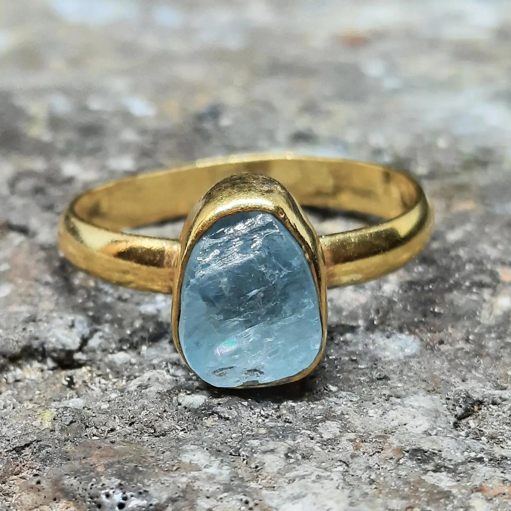 Natural Rough Aquamarine Ring